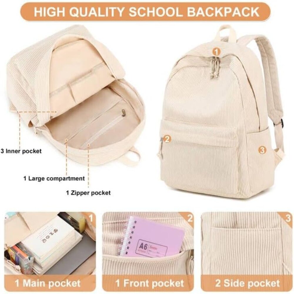 Lightweight Beige Daypack With Multiple Pockets -… - image 3